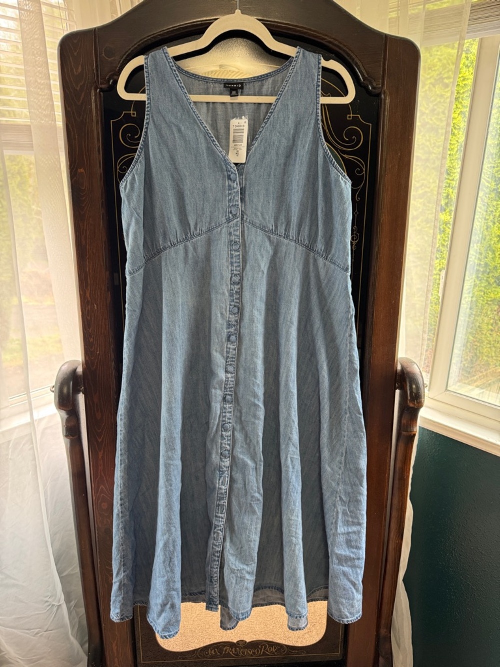 torrid Light Wash Blue Denim Button-Front Midi Dress